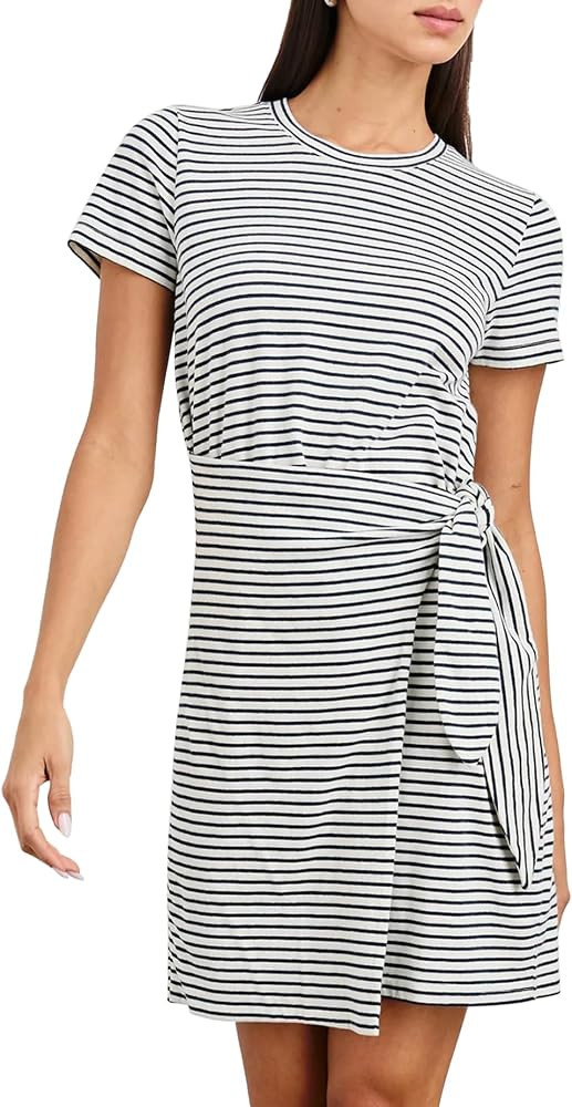 Womens 2026 Summer T Shirt Dress Casual Short Sleeve Crewneck Wrap Dress Spring Tie Waist Work Va... | Amazon (US)