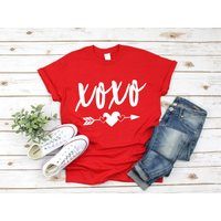 Xoxo Shirt, Love Heart Valentine's Day Kisses Girlfriend Gift, Xo T-Shirt, Arrow, Cupid Shirt | Etsy (US)