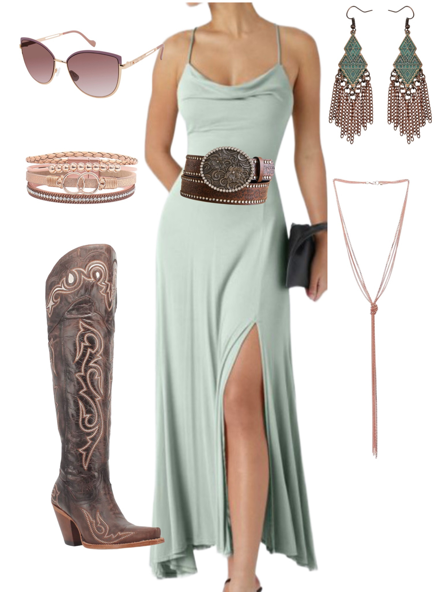 Classy & southern outfit inspo! Dress paired with western boots and rose gold jewelry 

#LTKSeasonal #LTKShoeCrush #LTKStyleTip