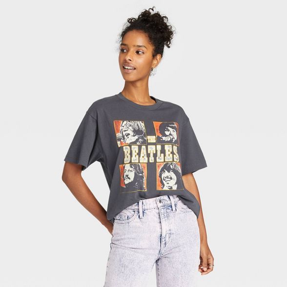 Women's 'The Beatles' Oversized Lounge T-Shirt - Vintage Black | Target