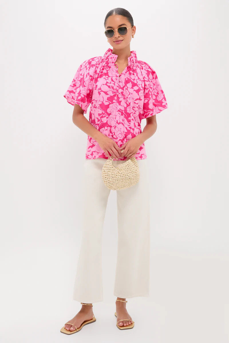 Pink Textured Floral Thea Blouse | Tuckernuck (US)