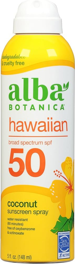 Alba Botanica Sunscreen Spray for Face and Body, Broad Spectrum SPF 50 Sunscreen, Hawaiian Coconu... | Amazon (US)