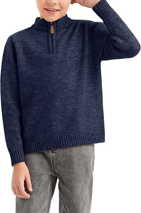 GAMISOTE Boys Sweater Kids Quarter Zip Chunky Knit Mock Neck Pullover | Amazon (US)