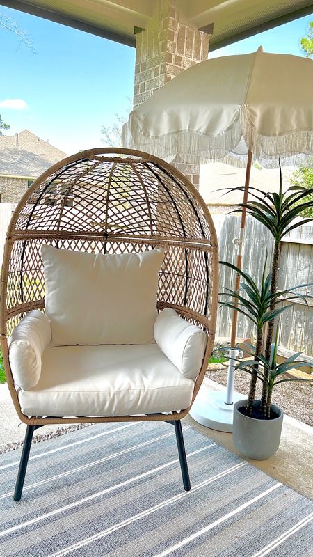 Egg chair. Faux plant. Outdoor rug. Umbrella. Amazon home. Outdoor living. Walmart home finds. Target home finds  

#LTKSeasonal #LTKhome #LTKsalealert