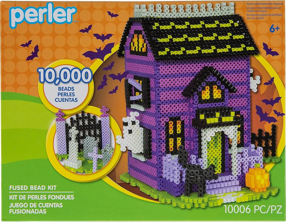 Perler Haunted House Halloween Fuse Bead Kit for Kids and Adults, Pattern Sizes Vary, Multicolor ... | Amazon (US)