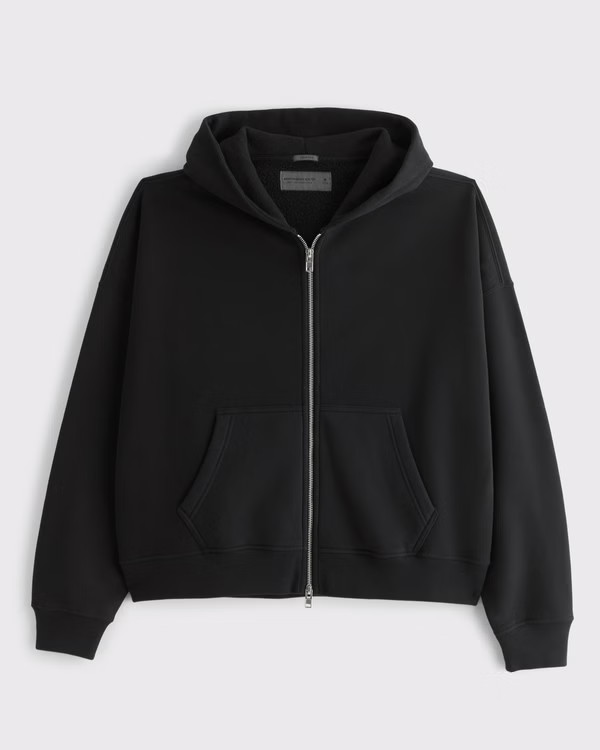 Essential Cropped Full-Zip Hoodie | Abercrombie & Fitch (US)