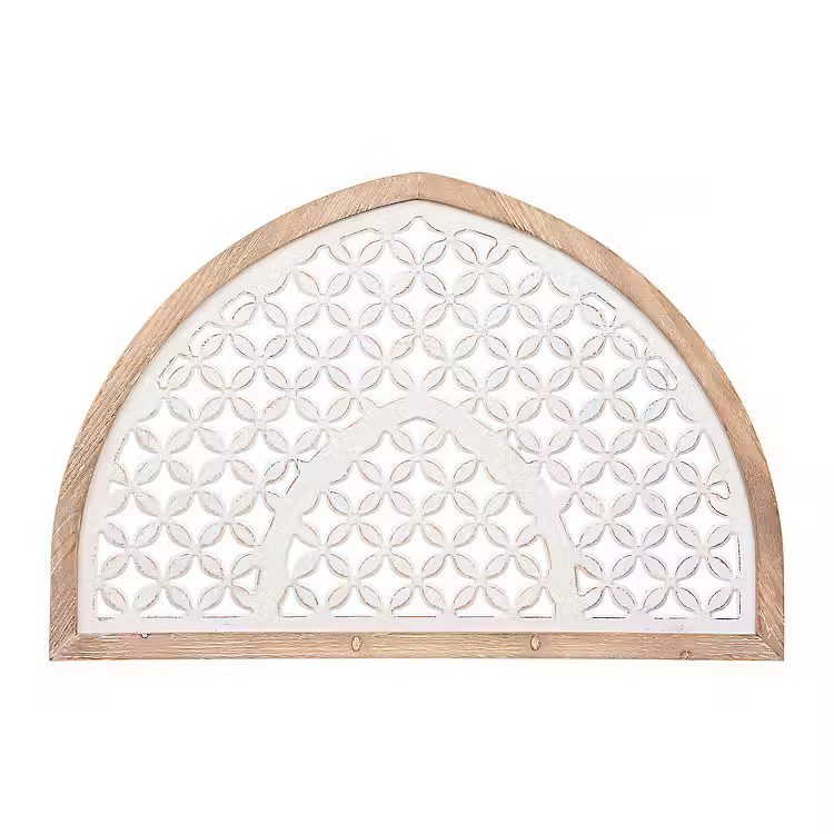 New! White Wooden Quatrefoil Arch Plaque | Kirkland's Home