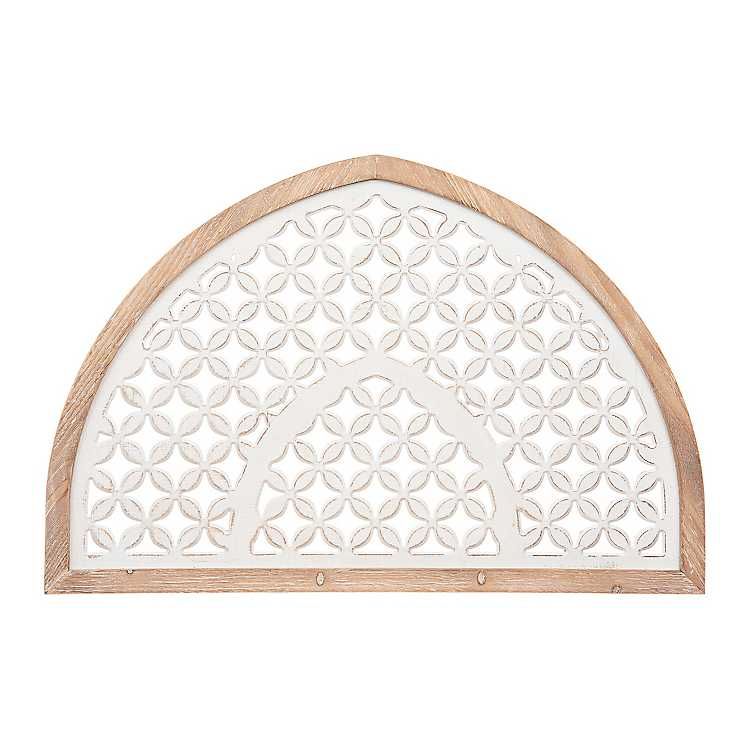 New! White Wooden Quatrefoil Arch Plaque | Kirkland's Home
