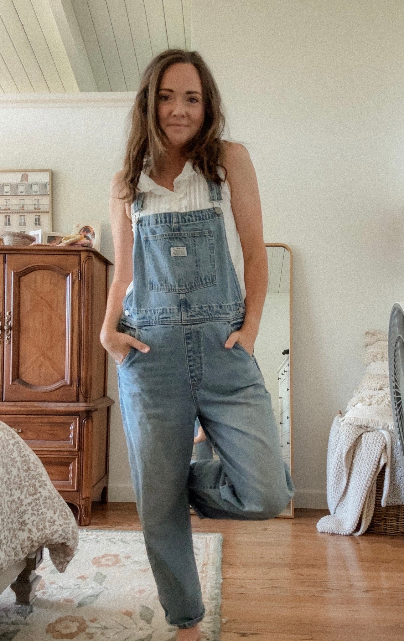 Love a good overall moment. Make them church worthy with a fancy top. ✨ 
My blouse is from Neuflora- use my code KATIEDIDWHAT for 10% off! 🤍

#LTKootd #LTKSaleAlert #LTKmomlife