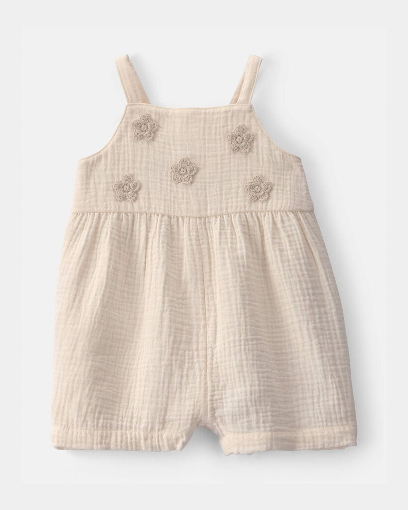 Carter's baby girl flower embroidered romper 12M Ivory | Carter's Inc