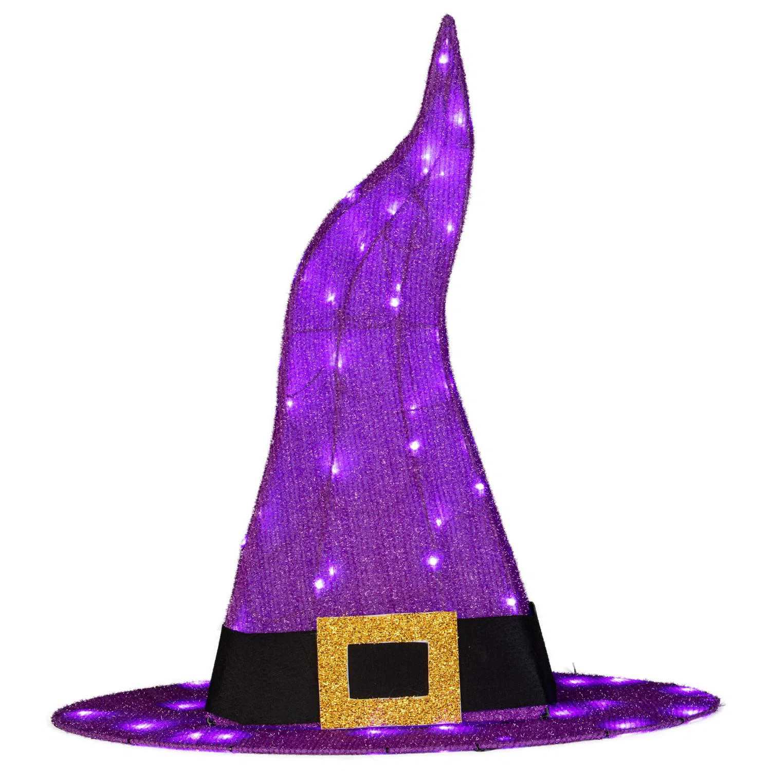 Purple 50 ct 30 in. LED Prelit Witch Hat Yard Decor | Wayfair North America