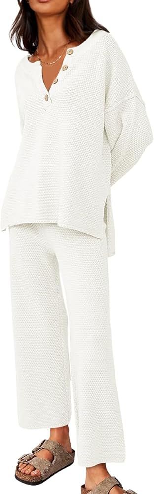 LILLUSORY Women's 2 Piece Trendy Outfits Oversized Slouchy Matching Sets Cozy Knit Sweatsuit Sets | Amazon (US)