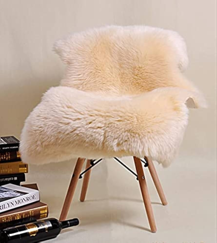 HUAHOO Premium Genuine Sheepskin Rug Beige Real Australia Sheepskin Natural Luxury Fluffy Lambski... | Amazon (US)