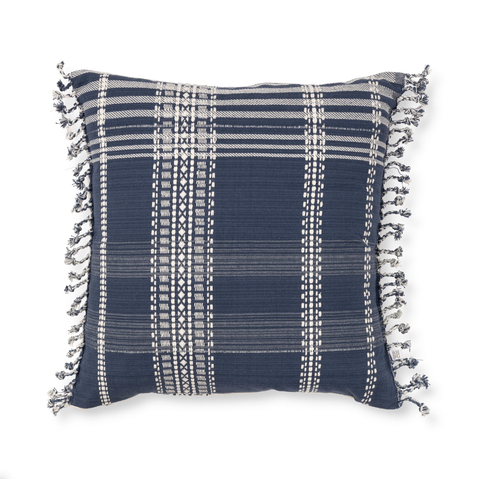 Better Homes & Gardens Decorative Throw Pillow, Reversible Plaid, Indigo, 20" Square, Single Pill... | Walmart (US)