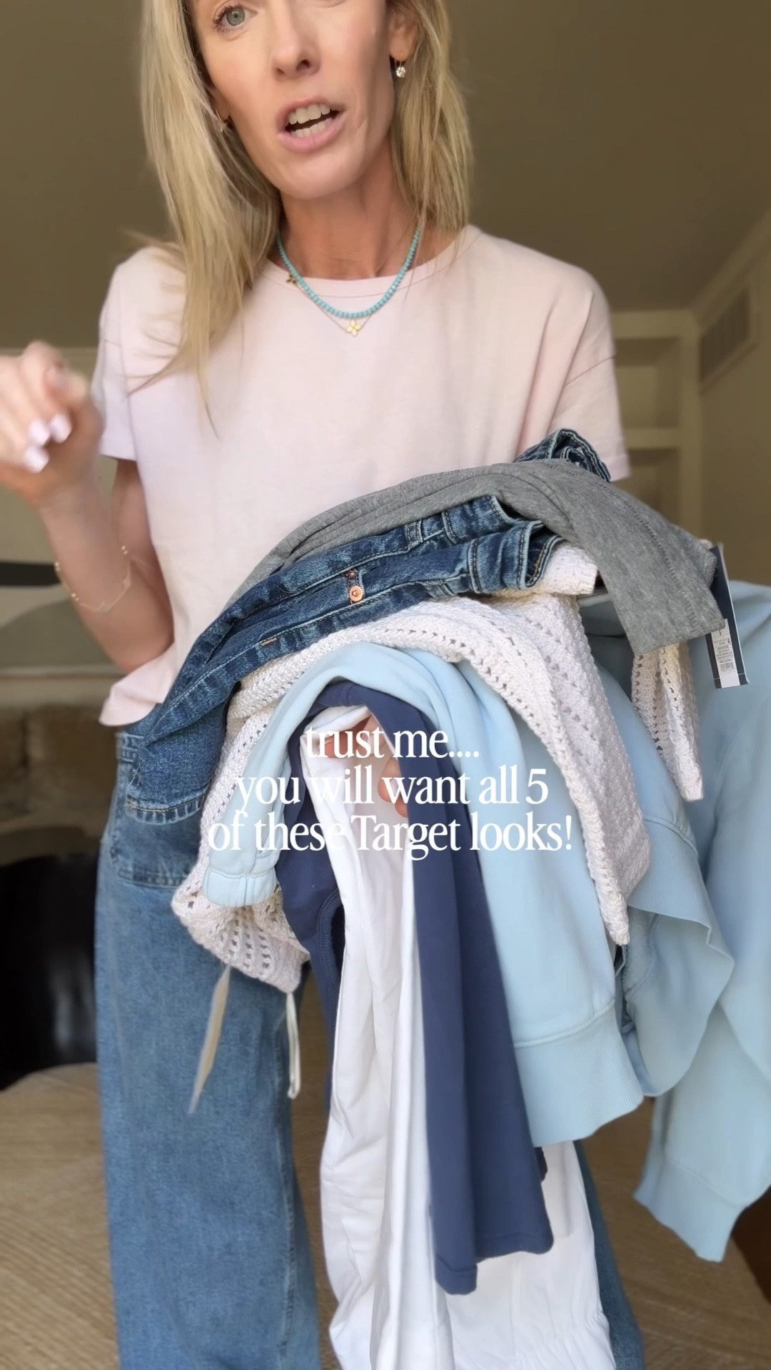 Might be a fave try on this week!!! 🎯🎯🎯Obsessed with every single look and all keepers!! 

Size smalls / XS romper / 2 jeans and shorts / small blue set!! 
XS / 2 linen pants and M crochet sweater. 