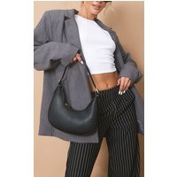 Black Curved PU Shoulder Bag | PrettyLittleThing US