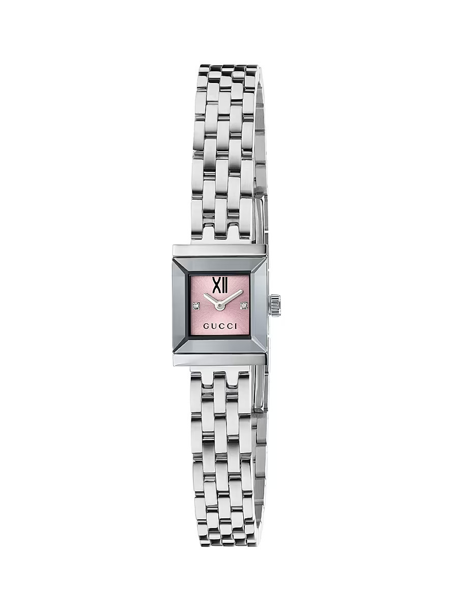 Women's G-Frame Stainless Steel, 0.008 TCW Diamond Bracelet Watch/14MM x 18MM - Pink | Saks Fifth Avenue