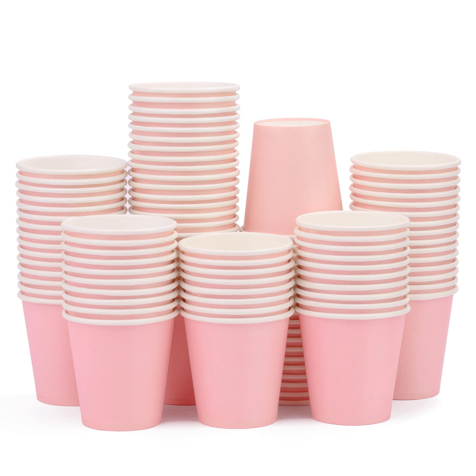 100 Pack 3 oz Pink Paper Cups,Mouthwash Cups, Disposable Bathroom Cups,Small Paper Cups 3oz Ideal... | Amazon (US)