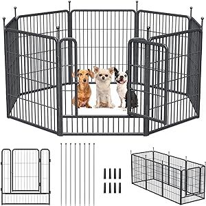 Musen 32" Height Dog Playpen with Anti-Rust Paint Finish, Foldable 8/16 Panels Dog Pen with Doors... | Amazon (US)