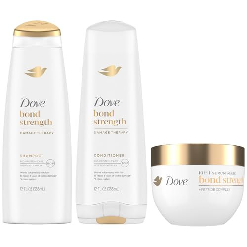 Dove Bond Strength Shampoo & Conditioner Set + Hair Mask Serum Bundle – Bond Repair Treatment for Damaged and Frizzy Hair (3 Piece Set) | Amazon (US)