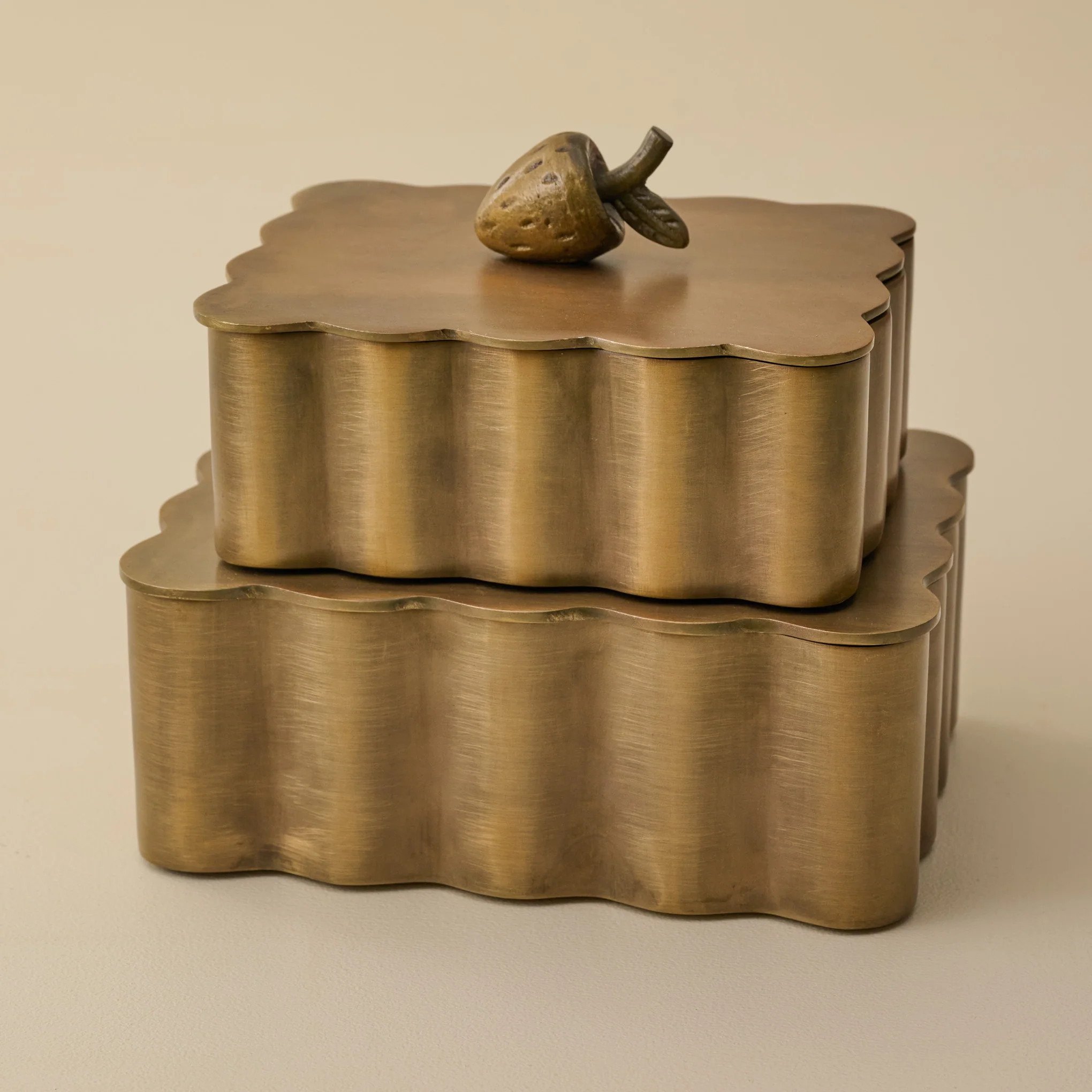 Antiqued Brass Scalloped Box | Magnolia