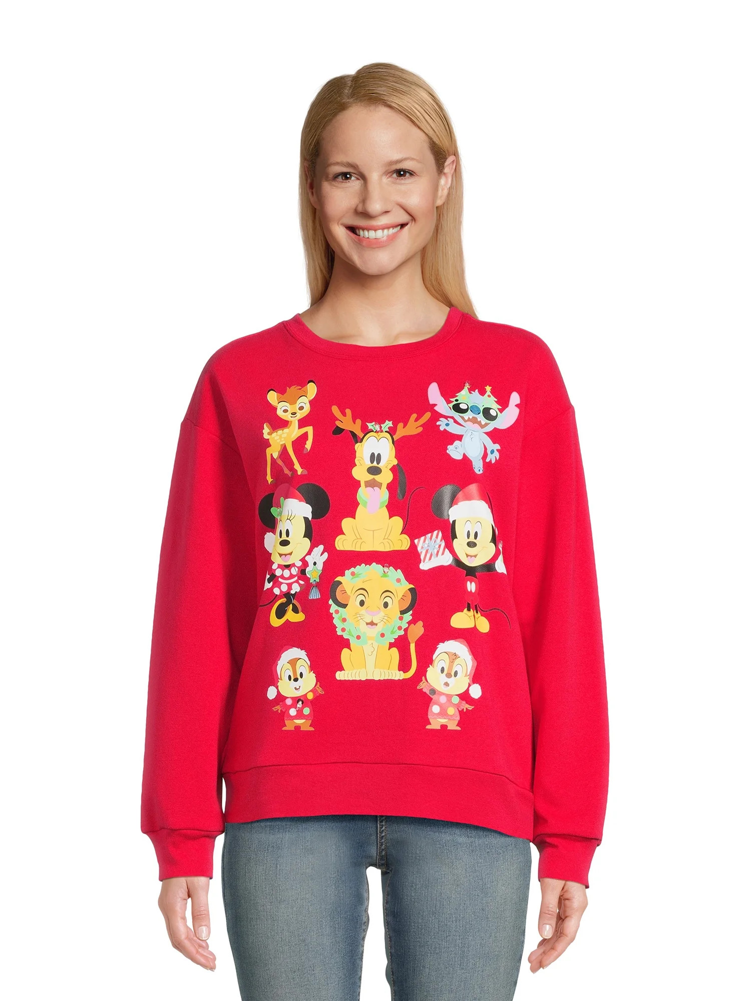 Disney 100 Women's Juniors Light- Up Christmas Sweatshirt, Sizes XS-XXXL - Walmart.com | Walmart (US)