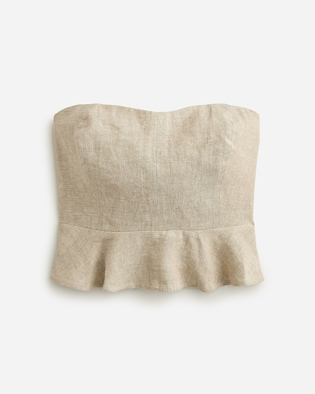 Cropped bustier peplum top in heavyweight linen | J. Crew US
