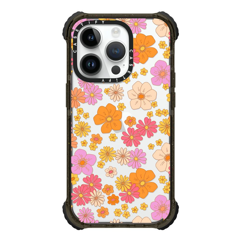 retro boho hippie flowers (60s / 70s floral pattern on clear | Casetify