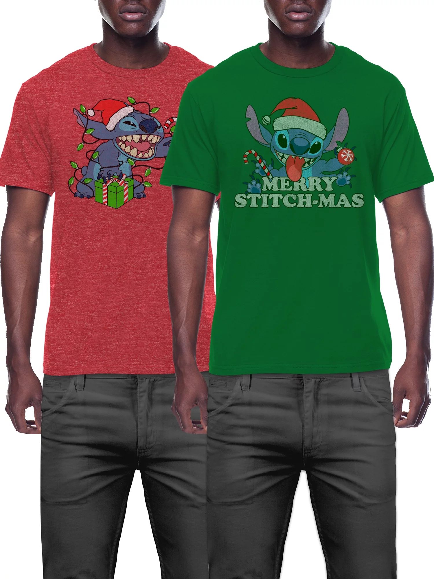 Disney Men's Merry Stitchmas Graphics 2pk Tees, Sizes S-3X | Walmart (US)