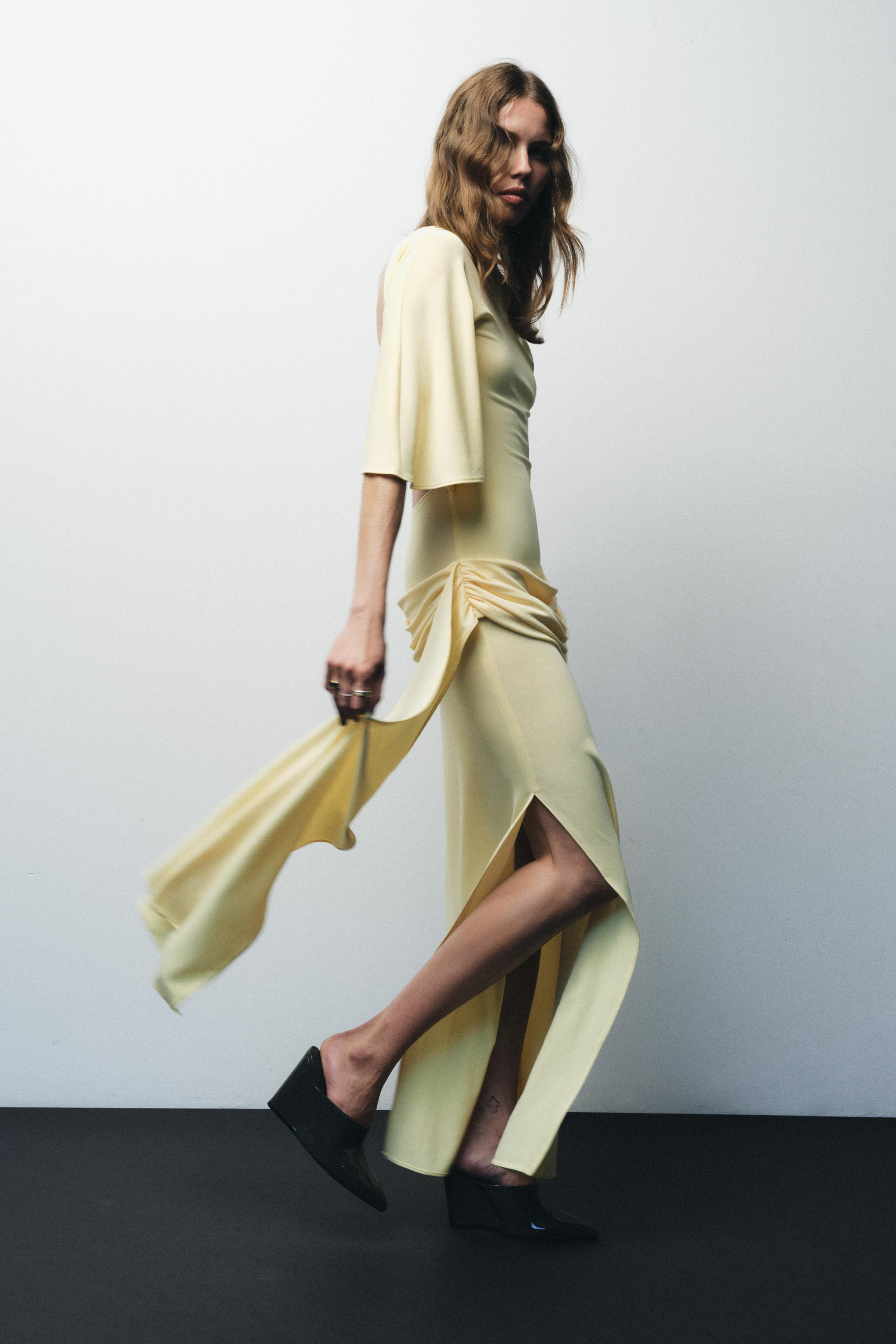 OPEN BACK CAPE LONG DRESS | Zara UK