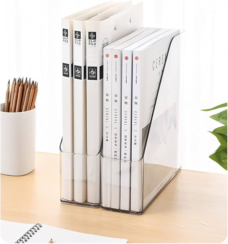 ICCGBHGO Magazine Holder, Clear Plastic Vertical File Magazine Organizer, Desktop File Magazine B... | Amazon (US)