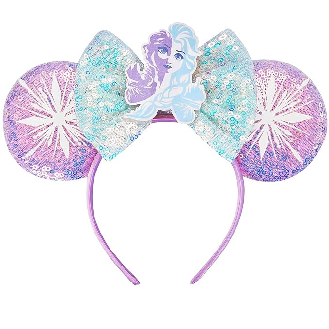 RAZKO Mouse Ears Headband, Elsa Sequin Minnie Ears Headband for Women Girls Hair Accessories, One... | Amazon (US)