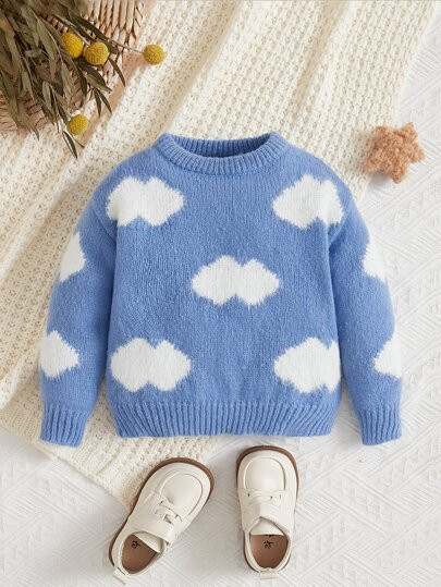 SHEIN Baby Clouds Pattern Sweater | SHEIN