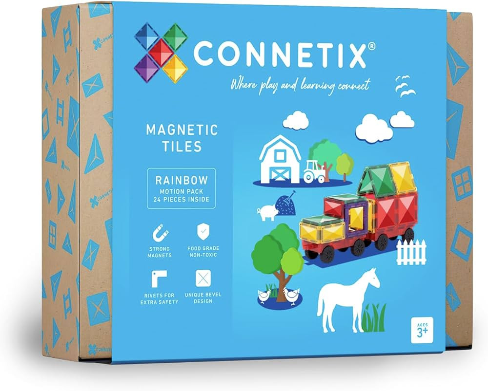 CONNETIX Rainbow Motion Pack 24 Pieces Magnetic Tiles Pack, Award-Winning Educational Toys | Amazon (US)