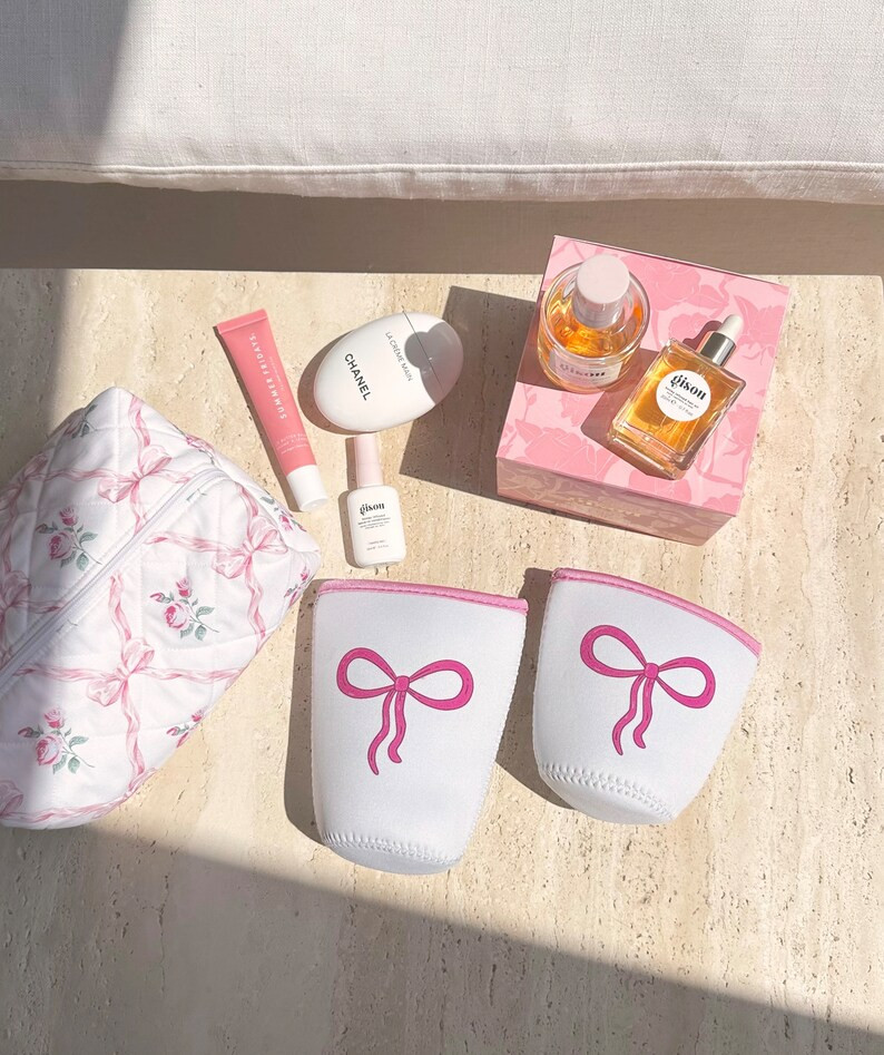 Pink Bow Coozie Iced Coffee Cup Sleeve No-condensation Waterproof Cup Protector Machine Washable ... | Etsy (US)