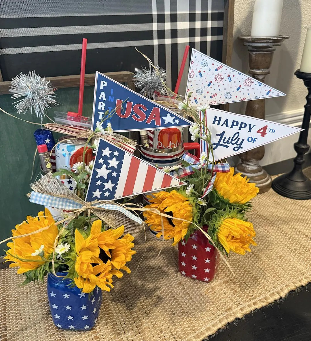 Fourth of July Pennant Flag Printable Bundle | DIGITAL DOWNLOAD | Happy 4th of July Table Decor |... | Etsy (US)