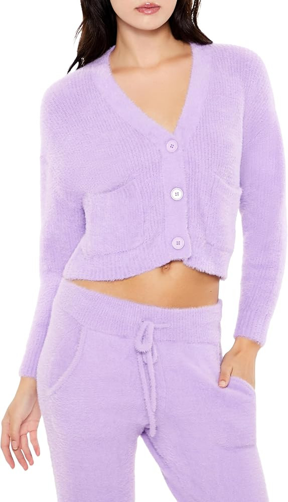 Forever 21 Women's Fuzzy Cardigan Sweater | Amazon (US)