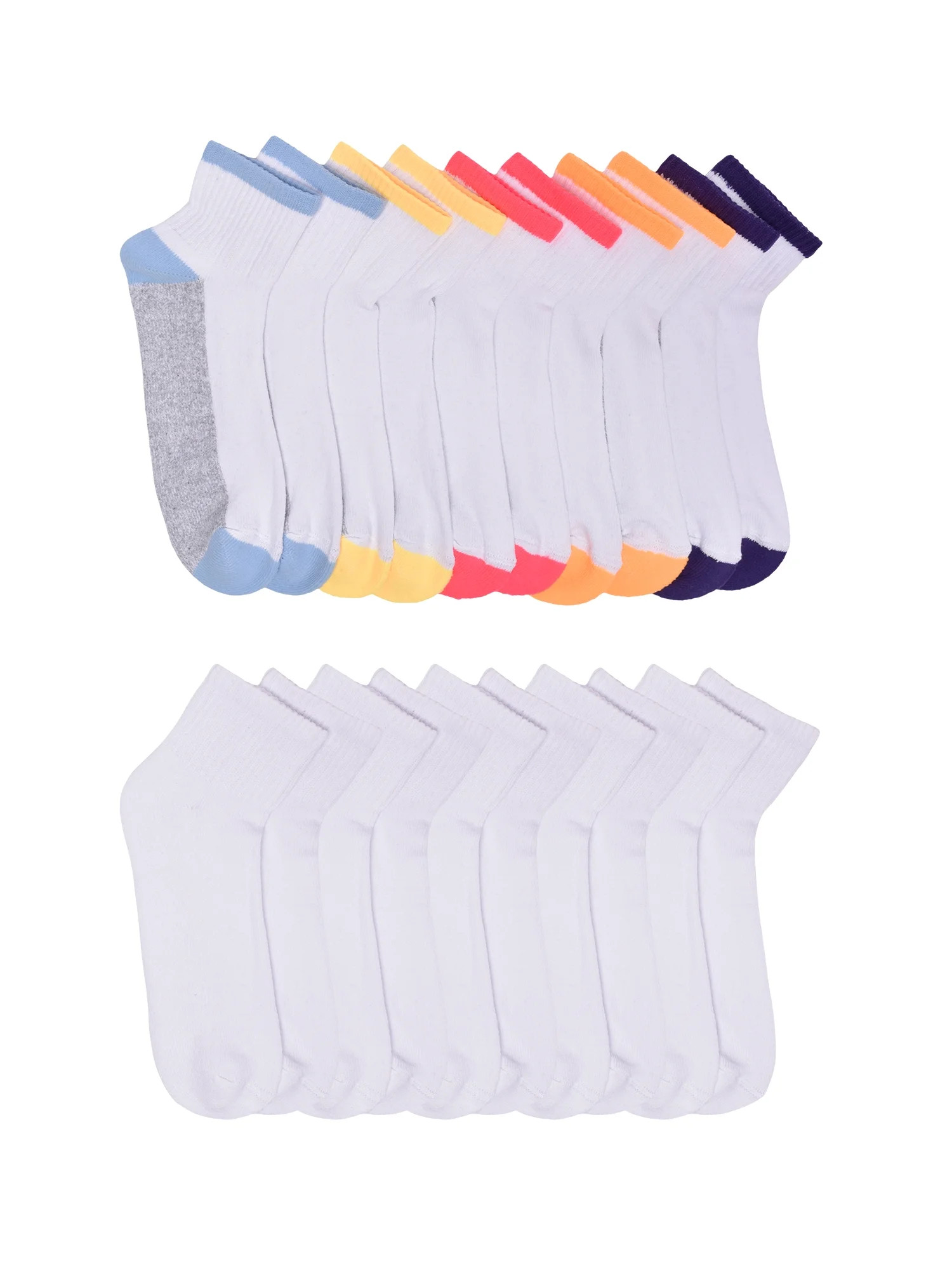 Wonder Nation Girls Cushioned Ankle Socks, 10-Pack | Walmart (US)