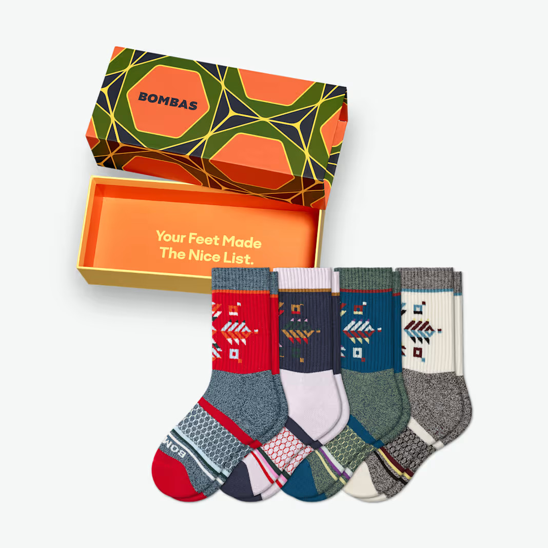 Youth Snowflake Calf 4-Pack Gift Box | Bombas