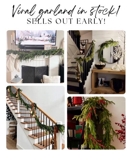 Viral holiday  garland finally back in stock online! This sells out fast each year! I bought extra strands to double up on my mantle for a fuller look

#LTKSeasonal #LTKHolidaySale #LTKHoliday