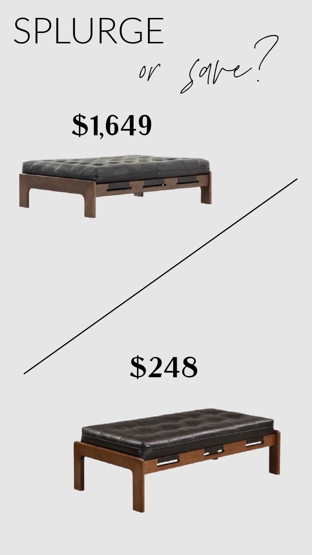 
$1,649 or $248… would anyone actually know the difference?

Both give that high-end leather + warm wood look I love for a neutral modern home.

This is why I always compare before I buy.

Tap to see both options. #LTKhome #DesignerDupes #HomeFinds #NeutralAesthetic #MySweetSavannah

#LTKSaleAlert #LTKHome