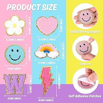 Whaline 165Pcs Preppy Boho Chenille Letters Patches Daisy Rainbow Smile Face Love Heart Letter Se... | Amazon (US)