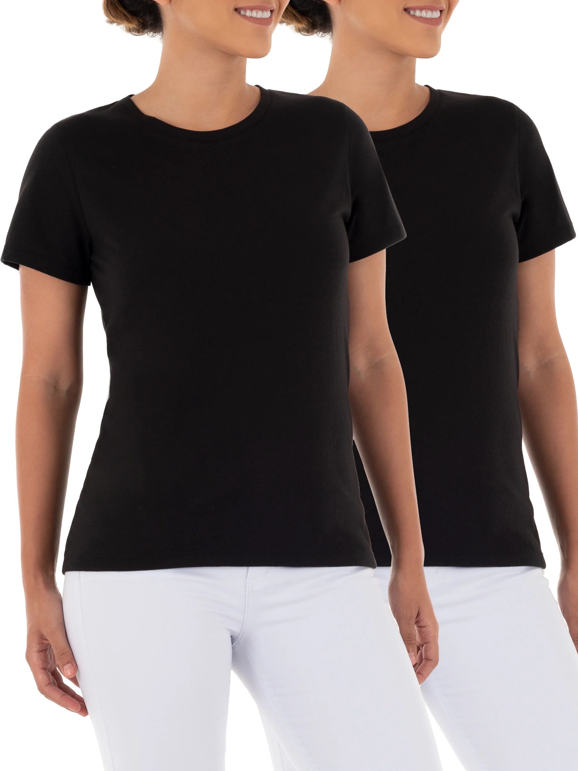 Time and Tru Women's Short Sleeve Crewneck Tee, 2-Pack | Walmart (US)