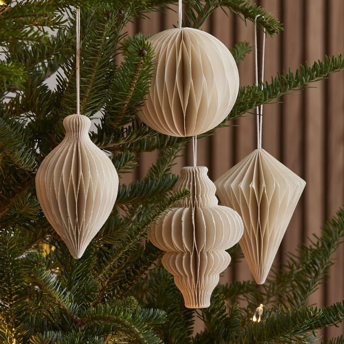 Cream Paper Ornaments (Set of 4) | West Elm | West Elm (US)