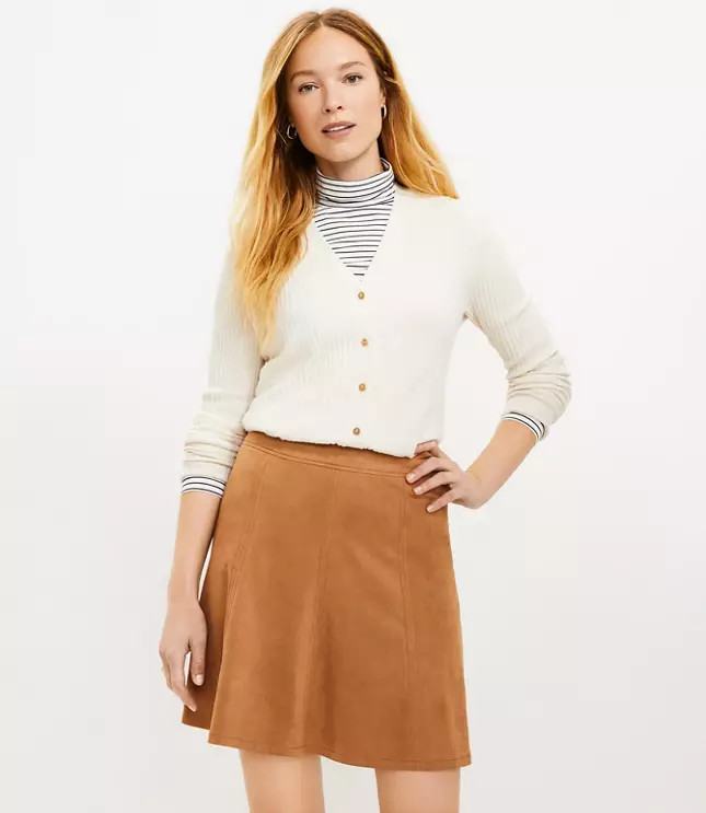Faux Suede Flippy Skirt | LOFT