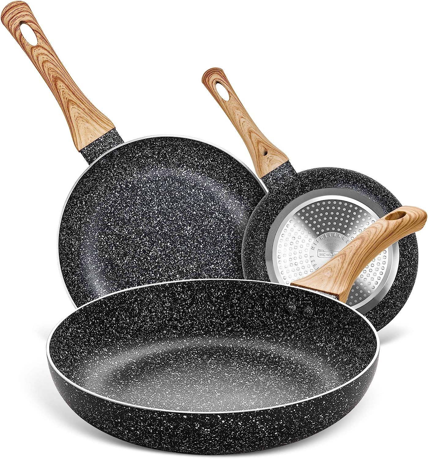 MICHELANGELO Frying Pan Set, 8"+9.5"+11" Stone Frying Pans With 100% APEO & PFOA-Free Stone Coati... | Amazon (US)