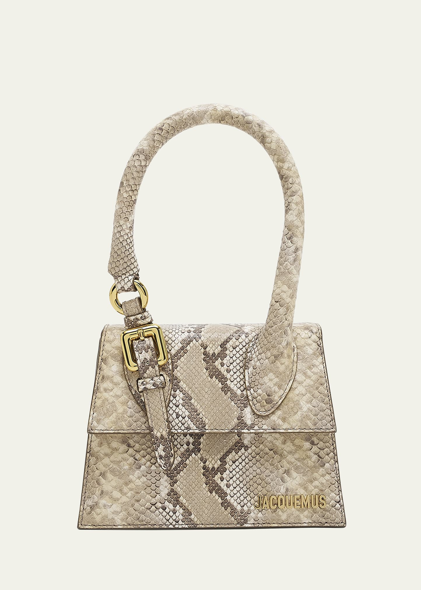 Jacquemus Le Chiquito Moyen Snake-Print Top-Handle Bag | Bergdorf Goodman