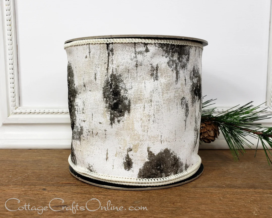 D. Stevens Christmas Wired Ribbon 4 Birch Bark Look - Etsy | Etsy (US)