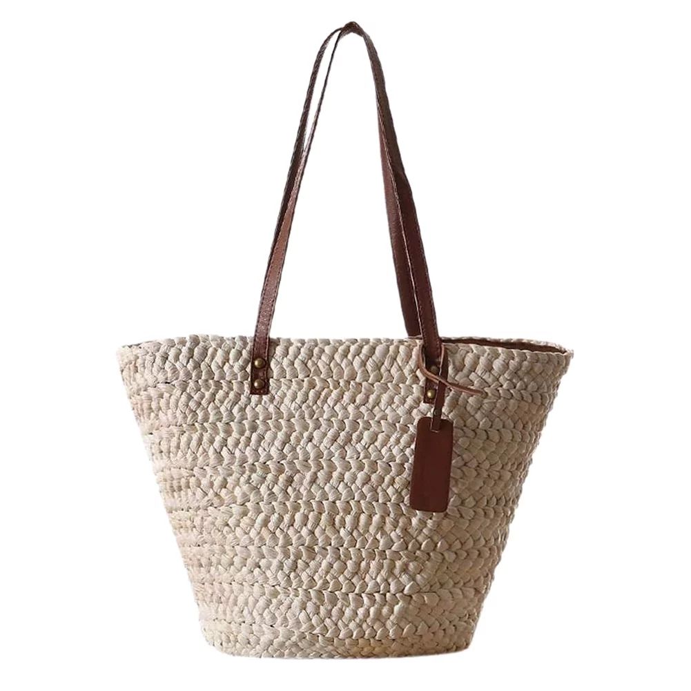 PIXNONTEA Women Beach Woven Shoulder Bag Holiday Totes Travel Bucket Straw Handbags | Walmart (US)