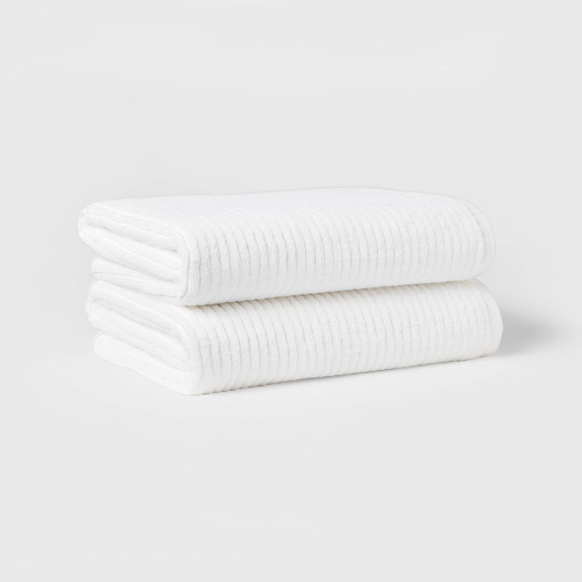 2pk Quick Dry Ribbed Bath Towel Set White - Threshold™: Cotton Terry, Midweight 450-550 GSM, Ma... | Target